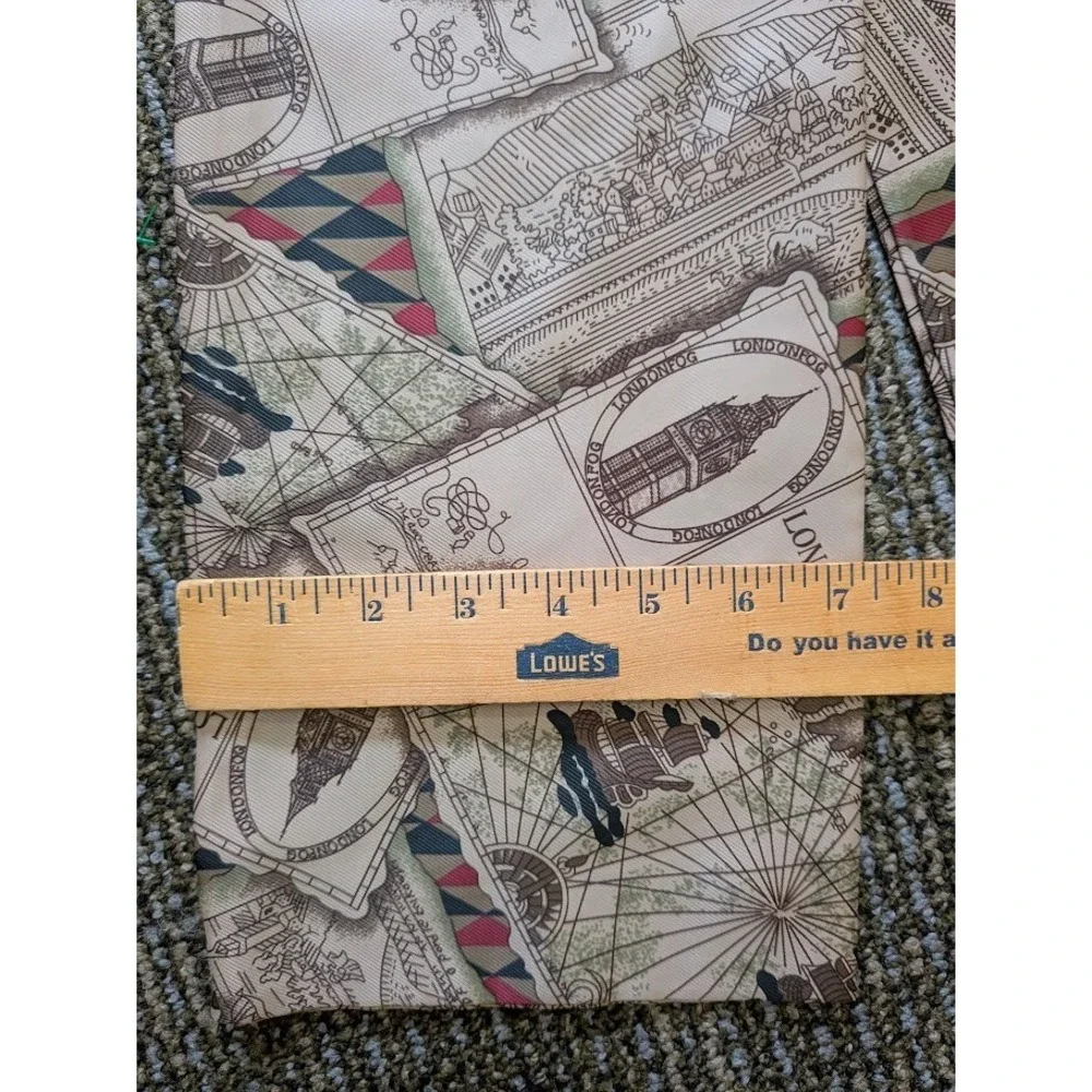 London Fog Scarf Map Big Ben Academia Ascot Accessory Preppy Old Money Vintage